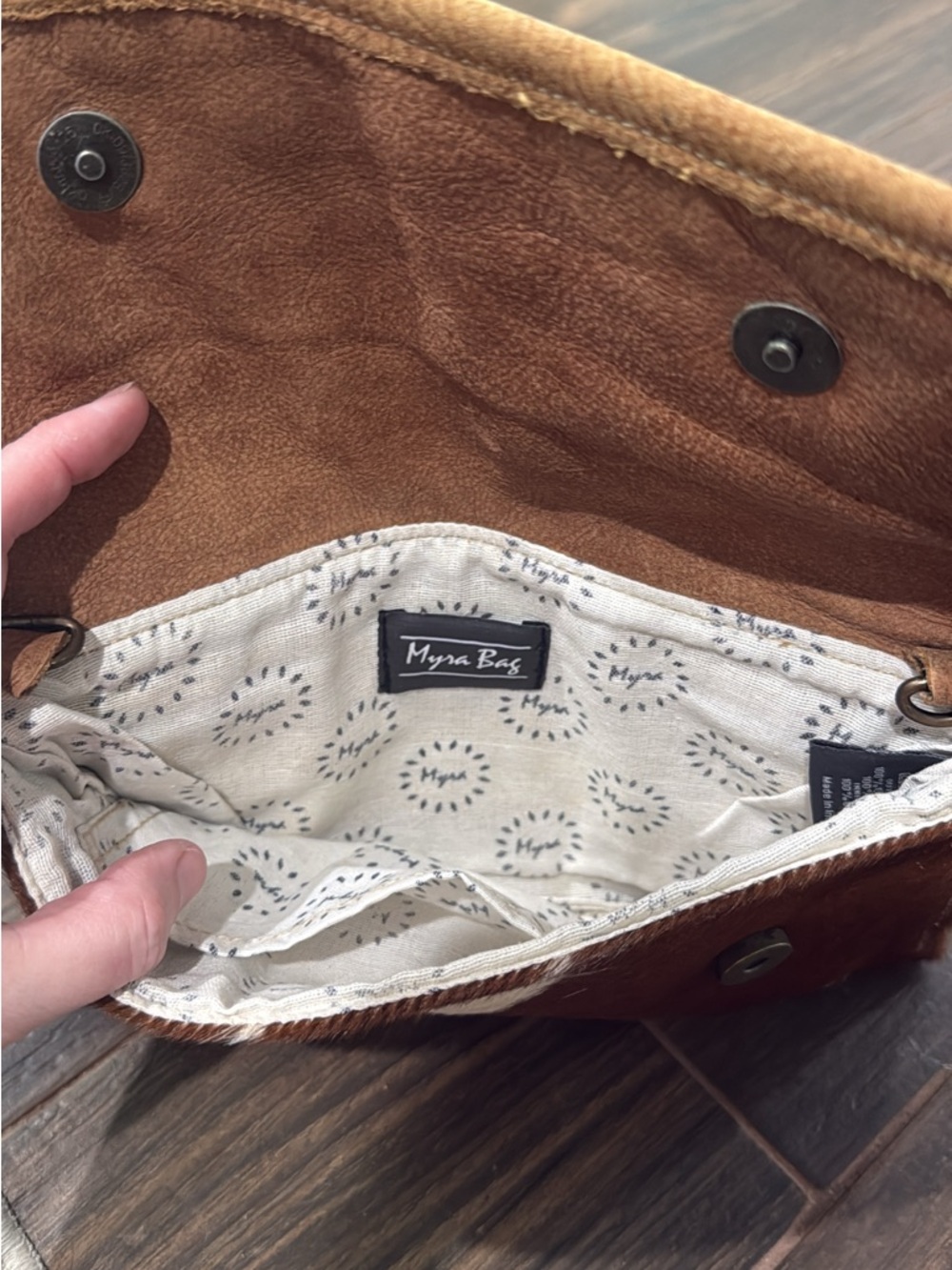 Myra ag Cowhide Hair-on Leather Clutch Brown & White - Picture 5 of 5